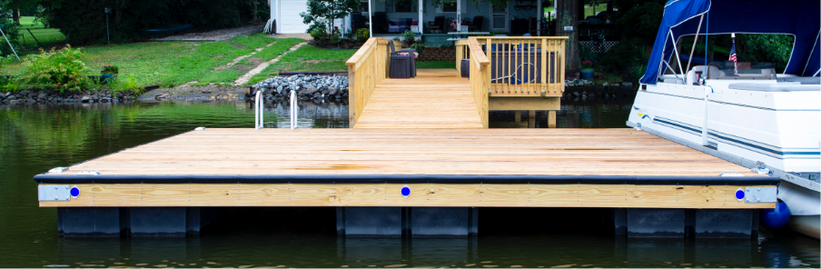 light wooden water resistant boat dock and walkway